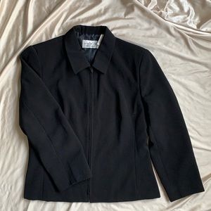 Vintage Black Zipper Jacket | 90s Zipper Jacket